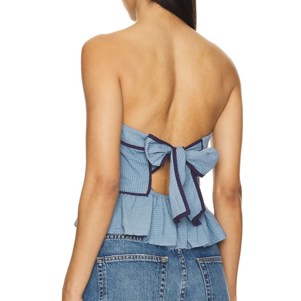 Free People Tara Tube Top Strapless Faded Denim Blue Size Medium New with Tag - Picture 5 of 15
